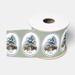 Pomeranian Christmas Grosgrain Ribbon