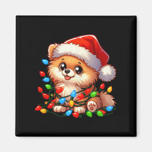 Pomeranian Christmas Lights Dog Funny Xmas Magnet