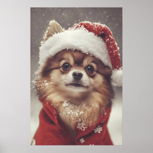 Pomeranian Christmas Print, Holiday Dog Wall Art