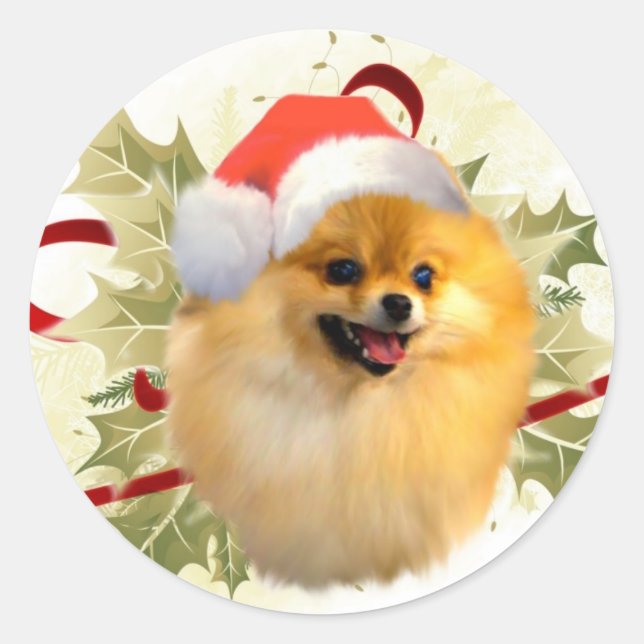 Pomeranian Christmas Stickers (Front)