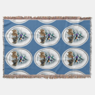 Pomeranian Christmas Throw Blanket