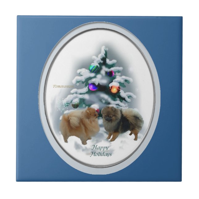 Pomeranian Christmas Tile (Front)
