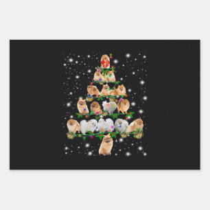 Pomeranian Christmas Tree Covered By Flashlight Wrapping Paper Sheet
