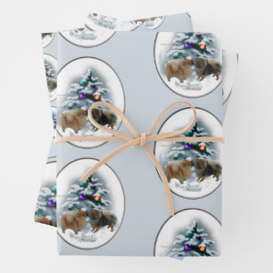 Pomeranian Christmas Wrapping Paper Sheet