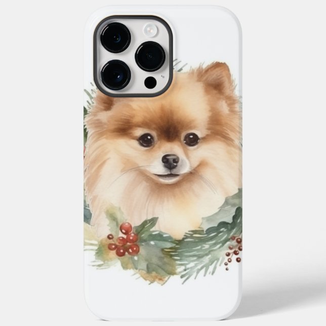Pomeranian Christmas Wreath Festive Pup Case-Mate iPhone Case (Back)