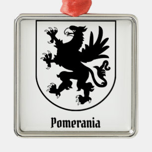 Pomeranian Coat of Arms Black and White Heraldic Metal Ornament