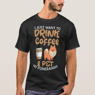 Pomeranian Coffee Lover Dwarf Spitz Pom Dog Owner T-Shirt