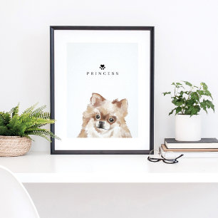 Pomeranian Collie Watercolor Illustration Dog Name Poster