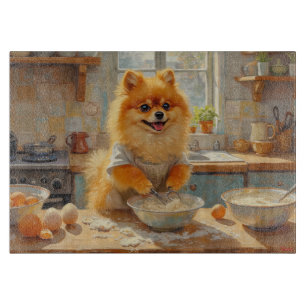 Pomeranian Cooking in Kitchen Cutting Board