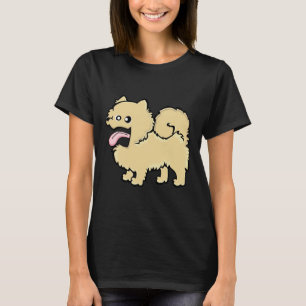 Pomeranian Cream (Full Body) Blue Bg T-Shirt