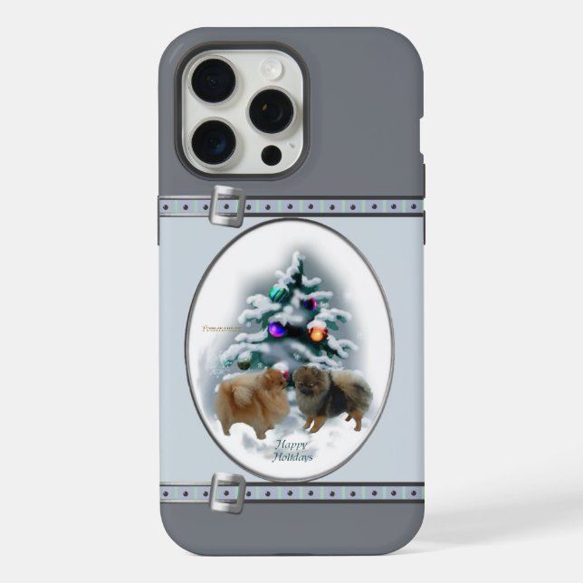 Pomeranian Cute Blue Christmas Holidays iPhone Case (Back)