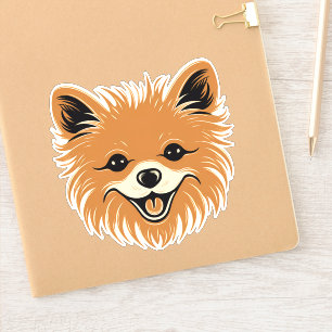Pomeranian Cute Dog Face Puppy Cartoon Contour