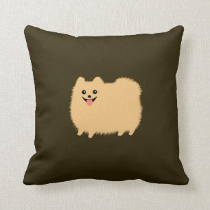 Pomeranian - Cute Dog on Chocolate Colour Cushion