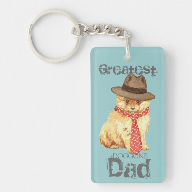 Pomeranian Dad Key Ring (Front)
