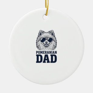 Pomeranian Dad Vintage Engraving Dog Lover Design_ Ceramic Ornament