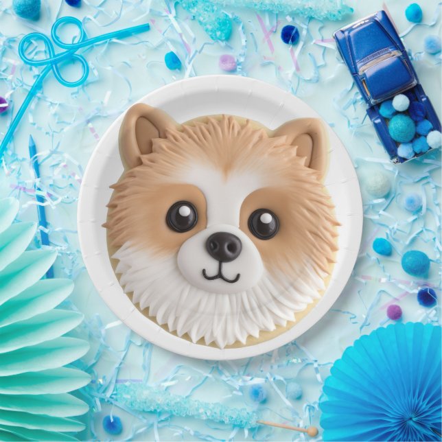 Pomeranian Dog 3D Inspired Paper Plate (Party)