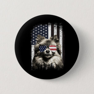 Pomeranian Dog Aamerican Flag 4th Of July Sungles 6 Cm Round Badge