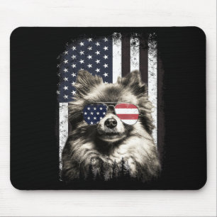 Pomeranian Dog Aamerican Flag 4th Of July Sungles Mouse Pad
