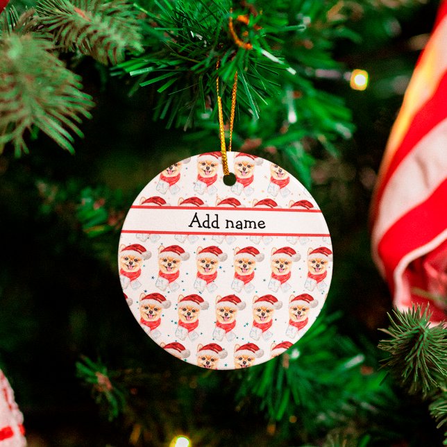 Pomeranian Dog Breed Christmas Stars Ceramic Ornament (Creator Uploaded)