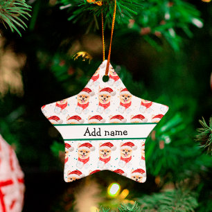 Pomeranian Dog Breed Christmas Stars Ceramic Ornament