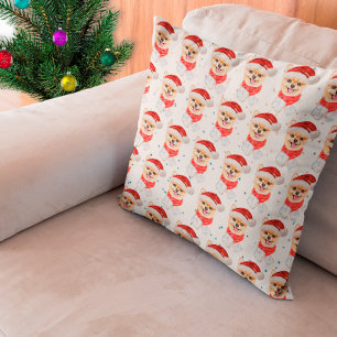 Pomeranian Dog Breed Christmas Stars Cushion