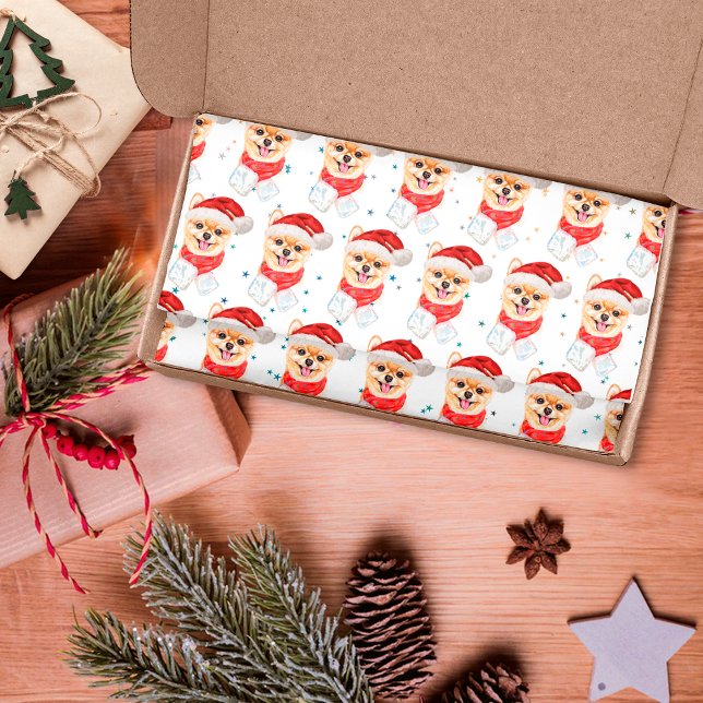 Pomeranian Dog Breed Christmas Stars Tissue Paper (Creator Uploaded)
