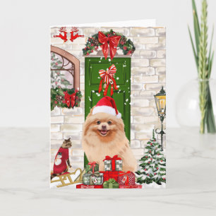 Pomeranian Dog Christmas   Card