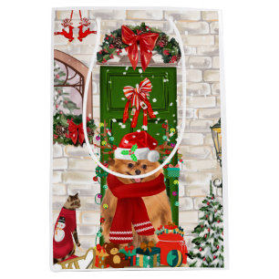 Pomeranian Dog Christmas  Medium Gift Bag