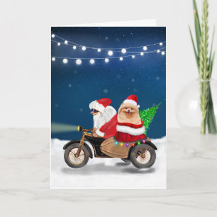 Pomeranian Dog Christmas Santa Claus   Card