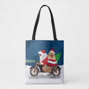 Pomeranian Dog Christmas Santa Claus Tote Bag