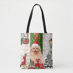 Pomeranian Dog Christmas Tote Bag