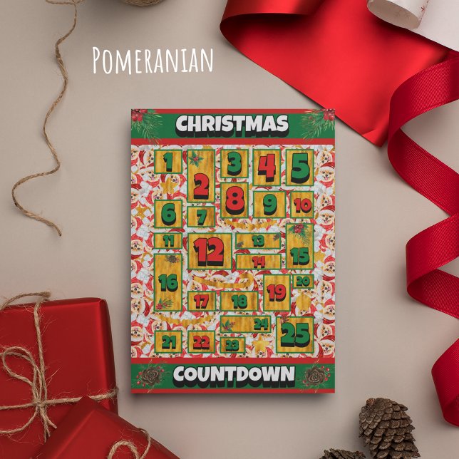 Pomeranian Dog Countdown Christmas Advent Calendar Holiday Card (Creator Uploaded)