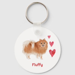 Pomeranian Dog Custom Name Key Ring