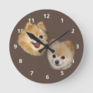 Pomeranian Dog Customisable Round Clock