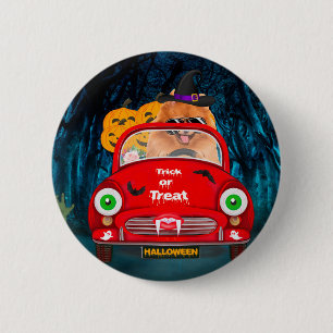 Pomeranian Dog Driving Car Scary Halloween 6 Cm Round Badge