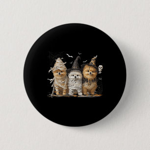 Pomeranian Dog Ed Ghost Halloween 6 Cm Round Badge