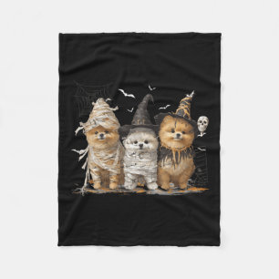 Pomeranian Dog Ed Ghost Halloween Fleece Blanket