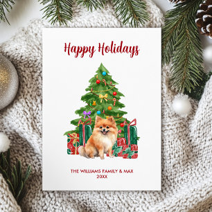 Pomeranian Dog Family Christmas Holiday Card