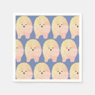 Pomeranian Dog, Fluffy Pet Custom Paper Napkin