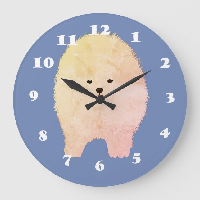 Pomeranian Dog, Fluffy Pet Wall Clock (Front)