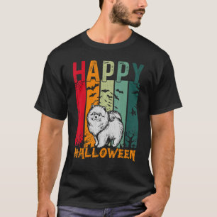 Pomeranian Dog   Girls Boys Retro Halloween Dinner T-Shirt