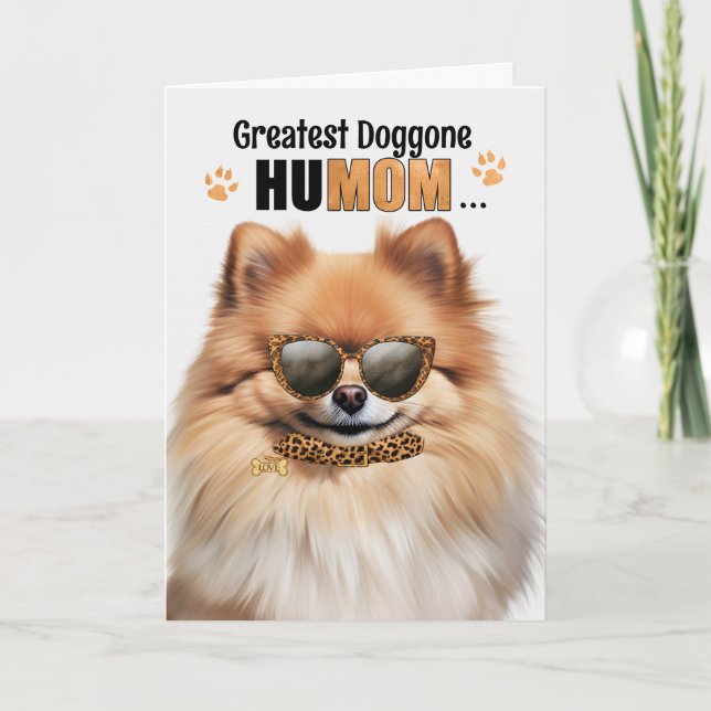 Pomeranian Dog Greatest HuMOM Mother's Day Holiday Card (Front)