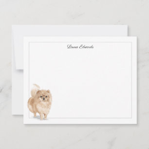 Pomeranian Dog Grey Border Personalised Stationery Card