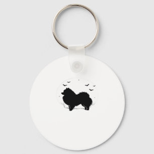 Pomeranian Dog � Halloween Moon Silhouette Classic Key Ring