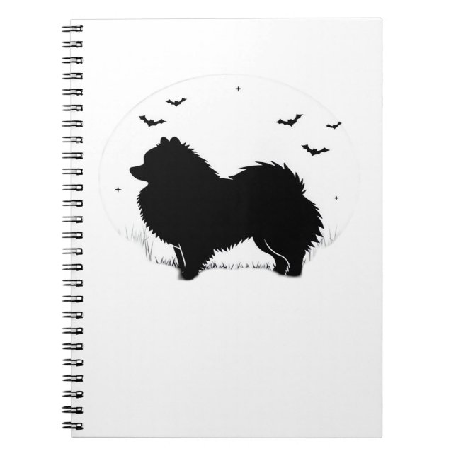 Pomeranian Dog – Halloween Moon Silhouette Classic Notebook (Front)