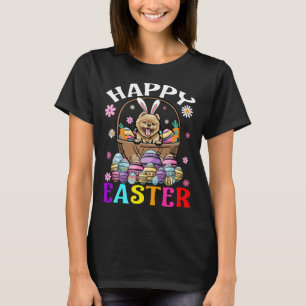 Pomeranian Dog Happy Easter Bunny Eggs Easter 2 T-Shirt