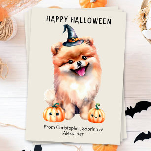 Pomeranian Dog Happy Halloween Holiday Card