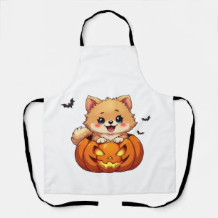 Pomeranian dog Happy Halloween pumpkin Classic T-S Apron