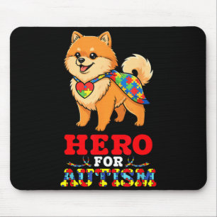 Pomeranian Dog Hero For Autism Awareness Accept Su Mouse Pad