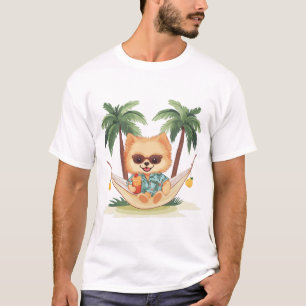 Pomeranian Dog In A Hammock Hawaiian Shirt